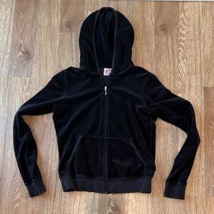 Juicy Couture Original Vintage Black Velour Hoodie made in USA Y2K women’s large